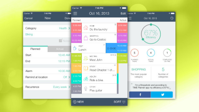 TIME Planner Manages Your Time in Simple List Structure